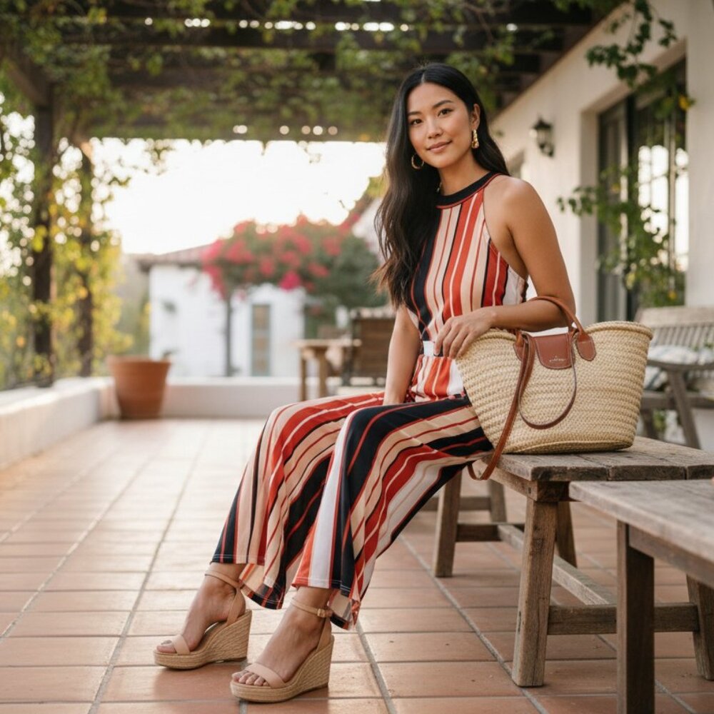Red Stripe Wide-Leg Jumpsuit - Picture 3 of 5